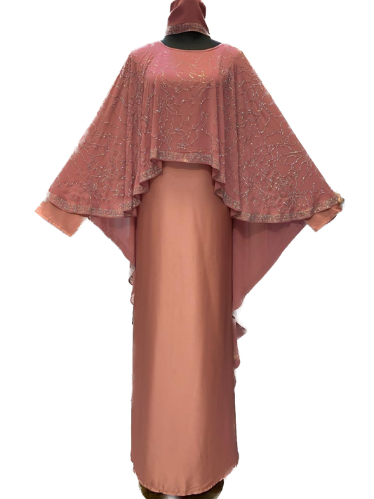 Beige Layered Cape Abaya