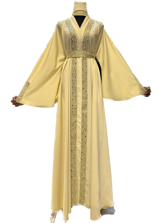 Golden Yellow Embellished Abaya
