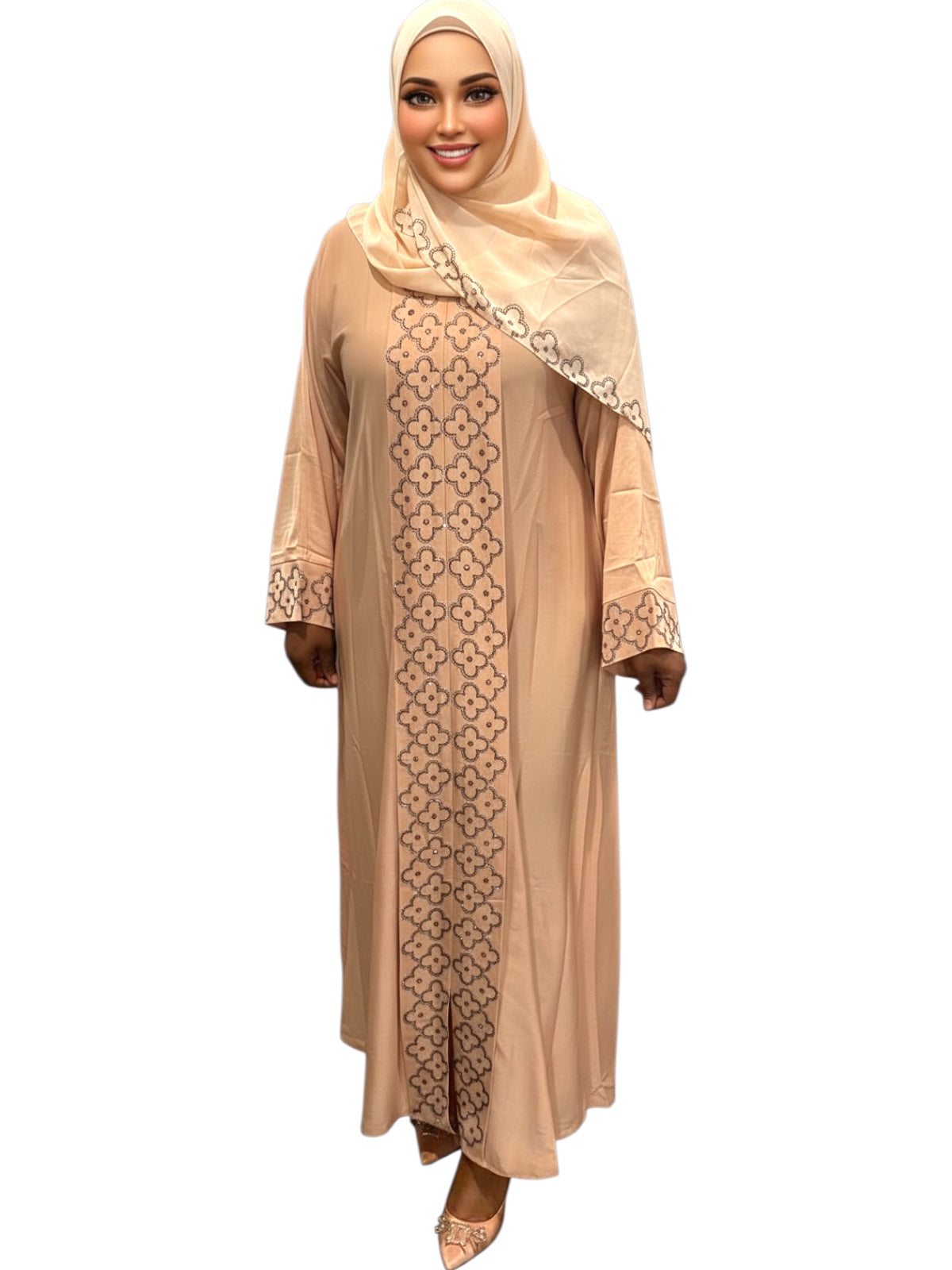 stones one piece abaya with belt