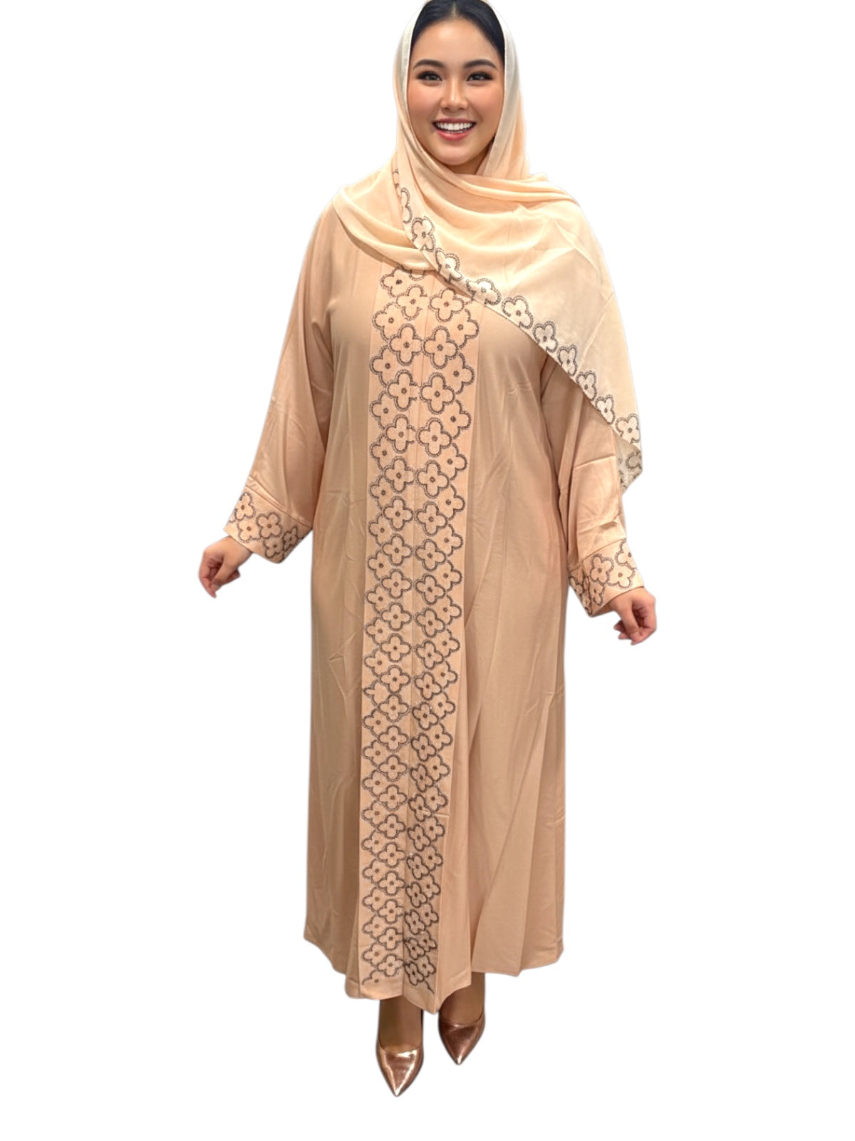 stones one piece abaya with belt