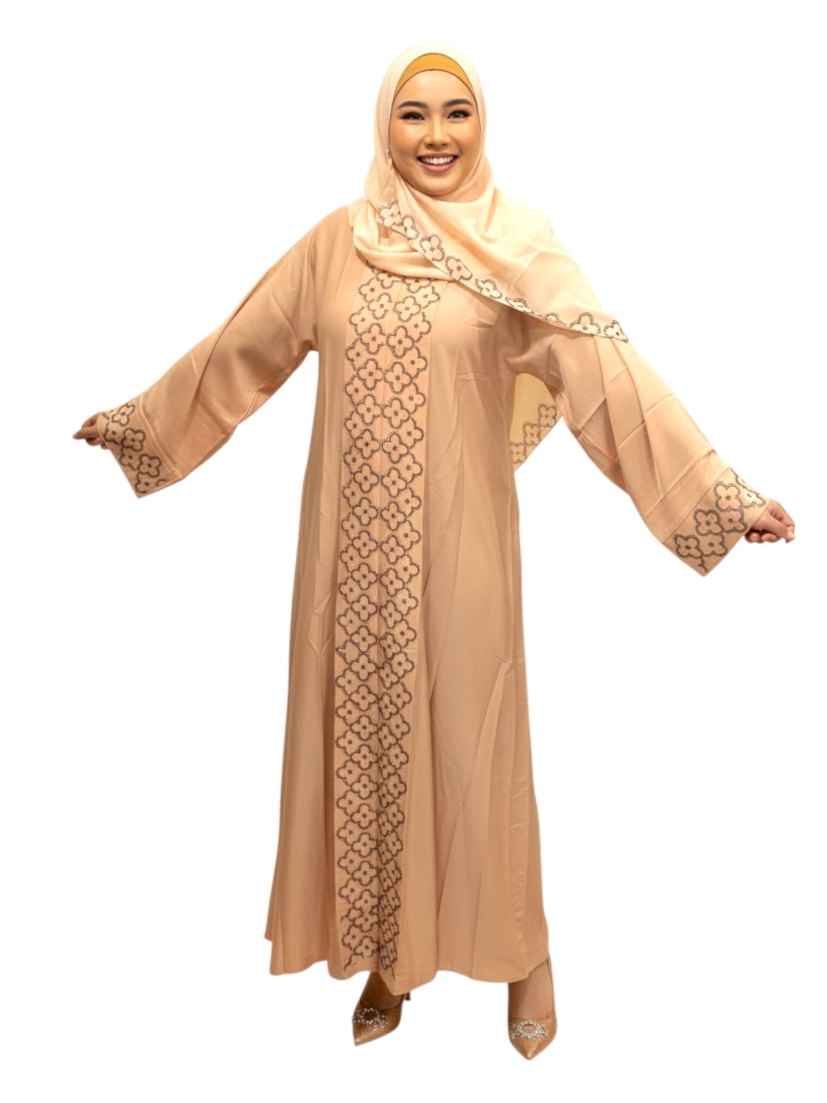 stones one piece abaya with belt