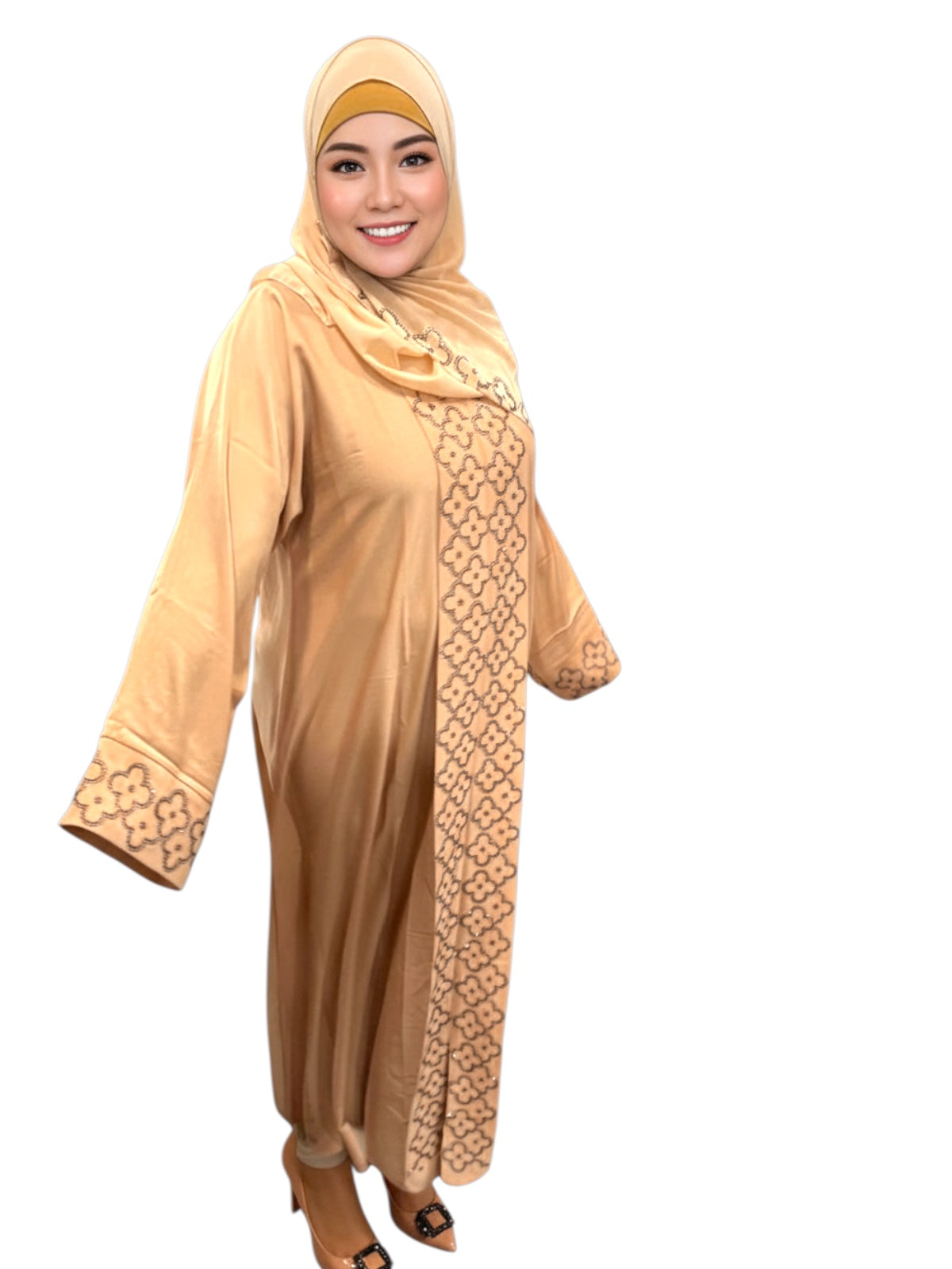 stones one piece abaya with belt