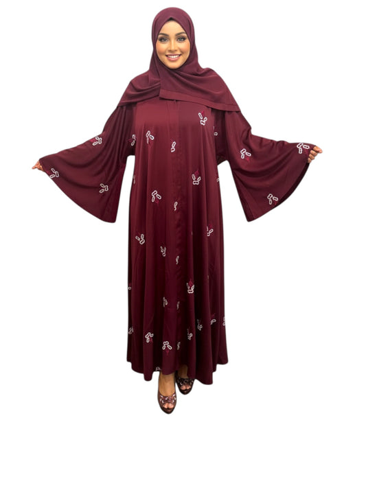 flower brodery one piece abaya
