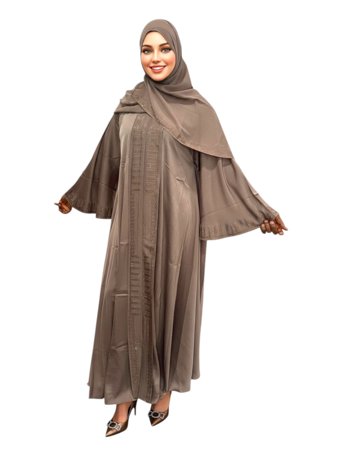 stones abaya with pattern