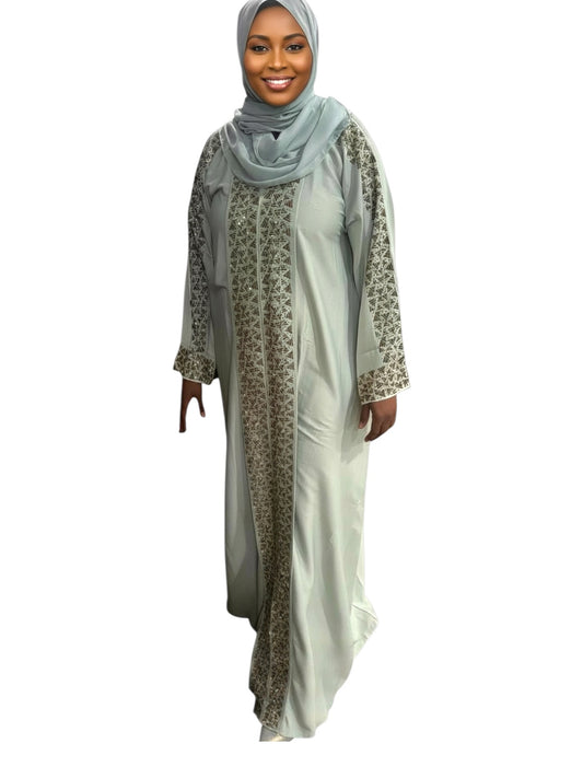 satin style abaya with belt