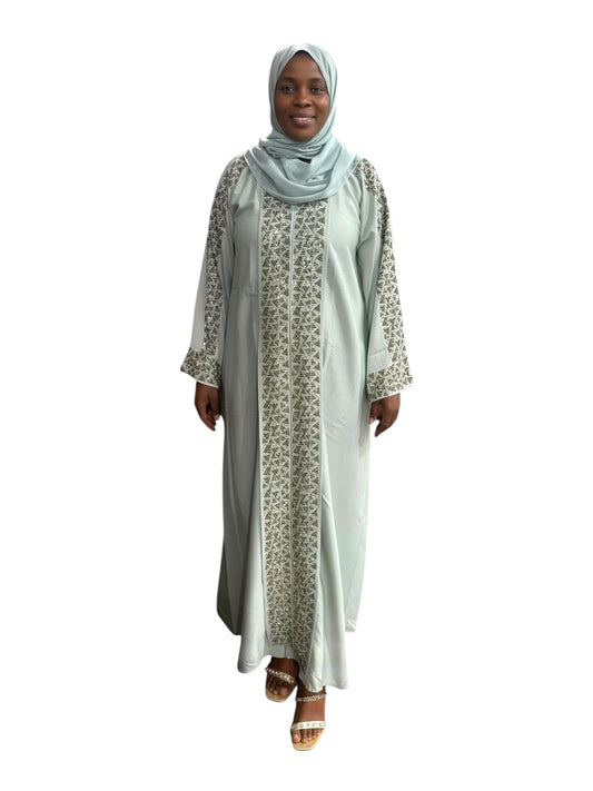 satin style abaya with belt