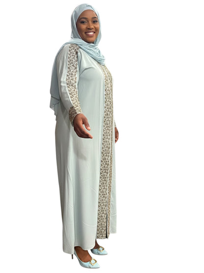 satin style abaya with belt