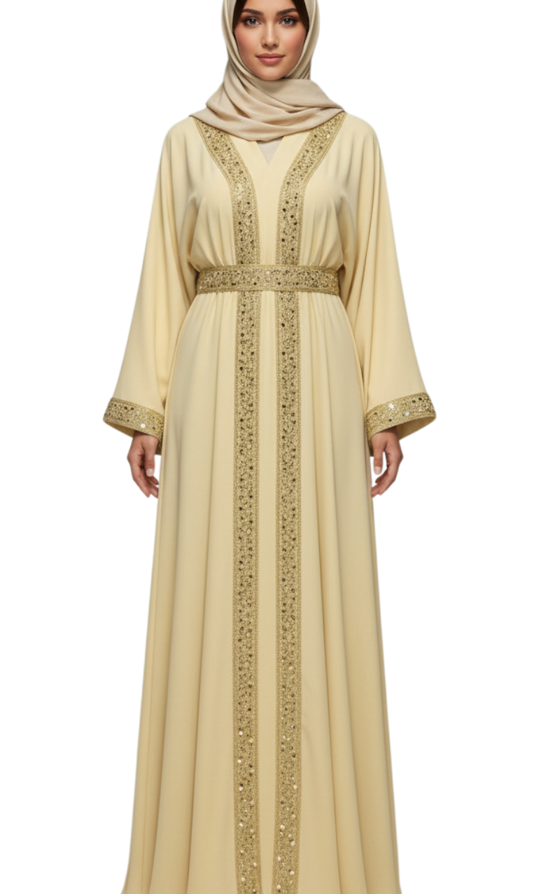Golden Yellow Embellished Abaya