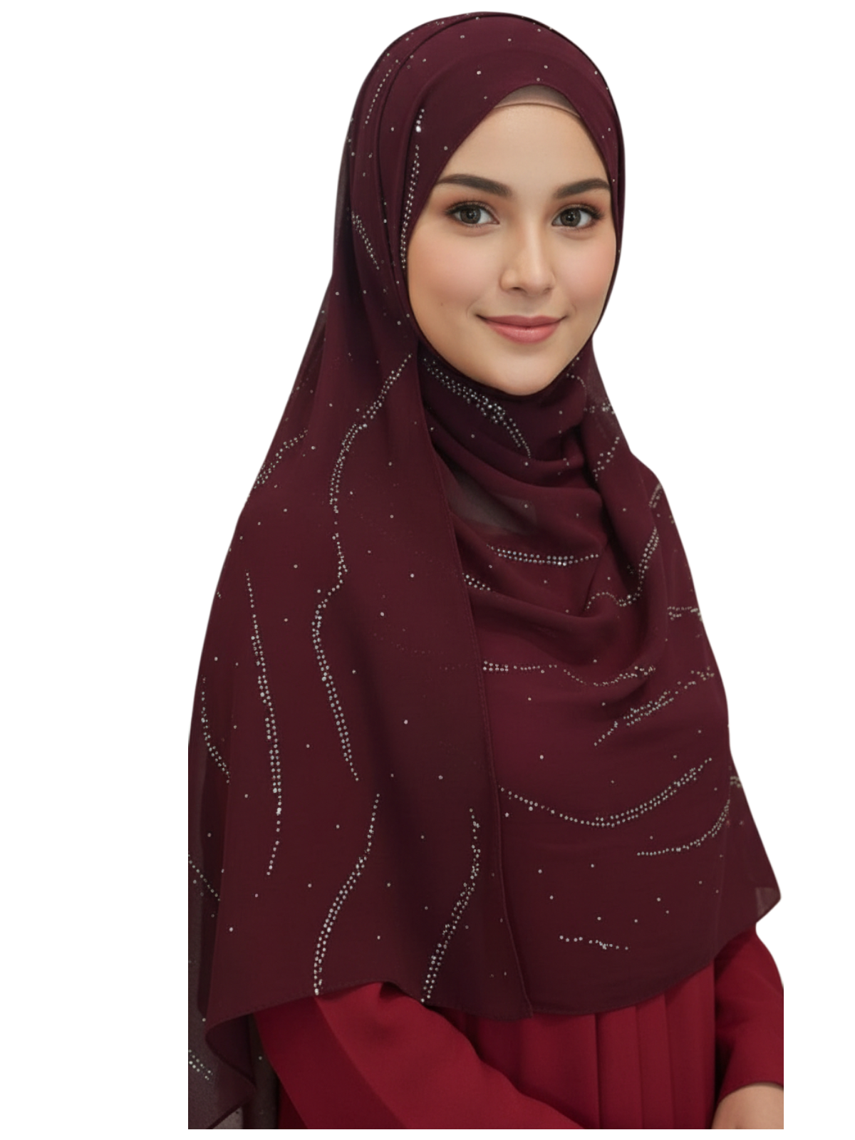 Hijab with Sparkling Rhinestone Accents