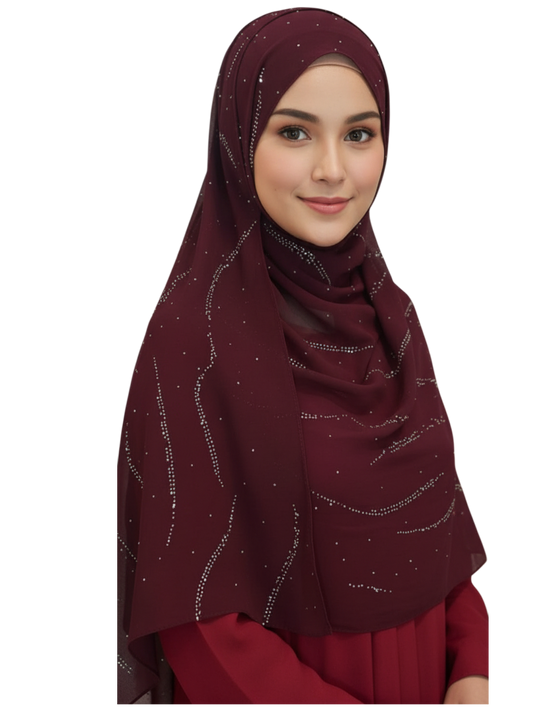 Hijab with Sparkling Rhinestone Accents