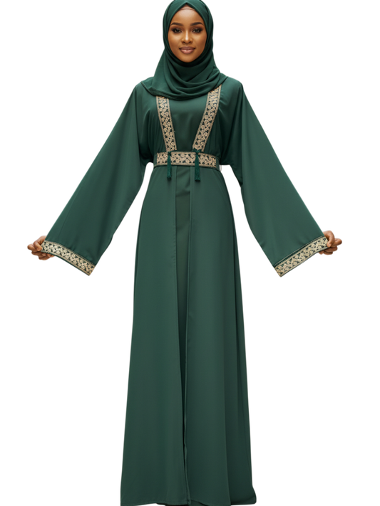 Emerald Green Embellished Abaya