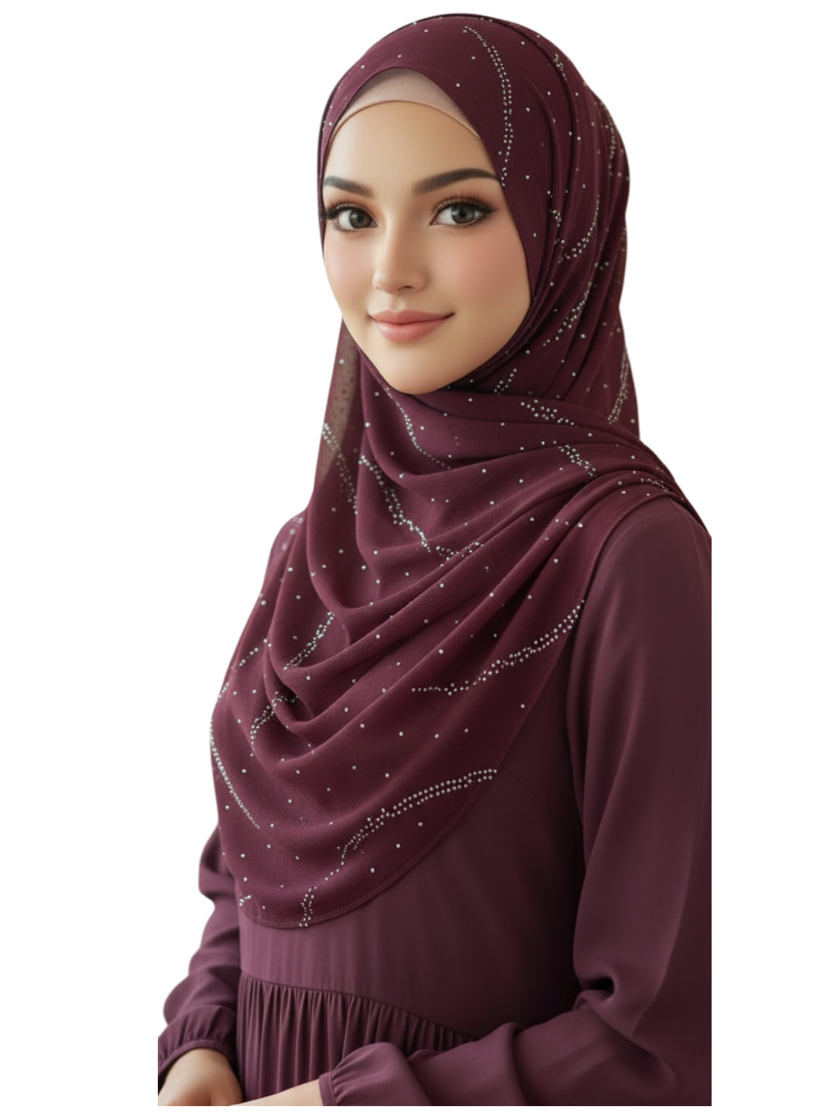 Hijab with Sparkling Rhinestone Accents