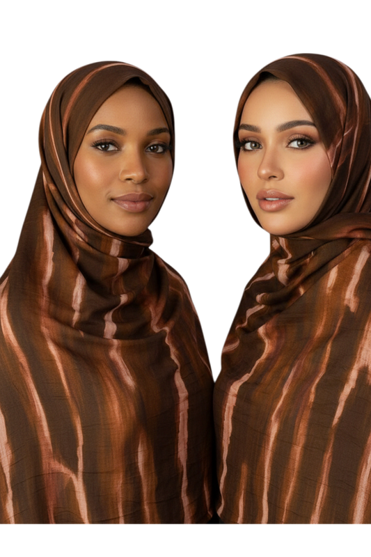 Earth-toned abstract Print Hijab from Turkey
