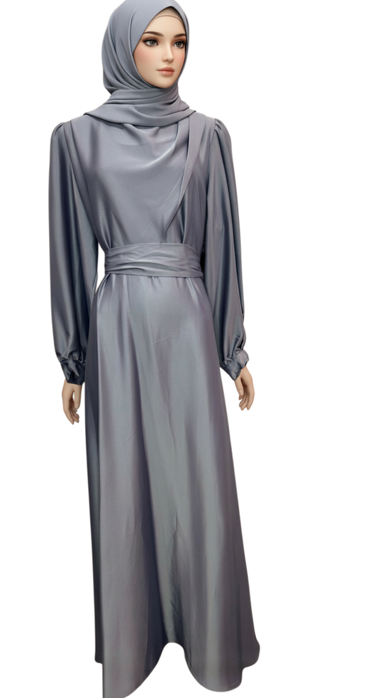 Gray Pattern Evening Dress