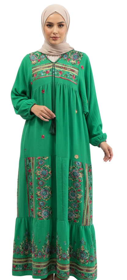 Floral Embroidered Boho Dress
