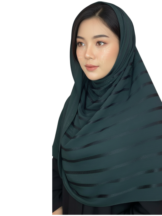 Striped Textured Chiffon Hijab
