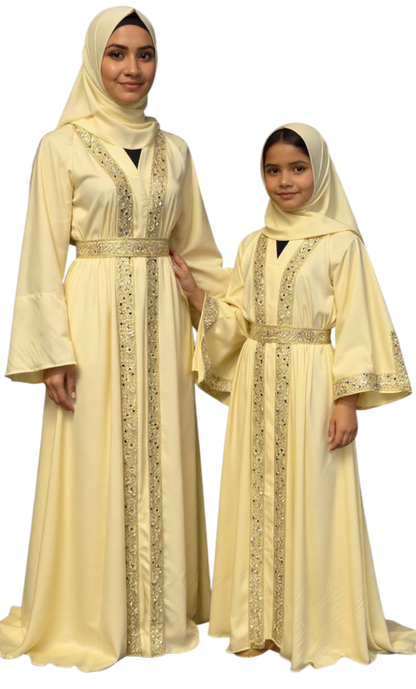 Golden Yellow Embellished Abaya