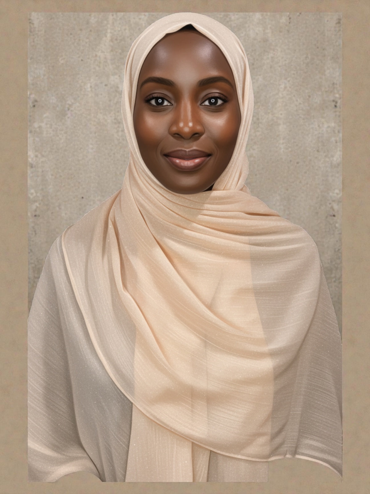 Champagne Pleated Shimmer Chiffon Hijab