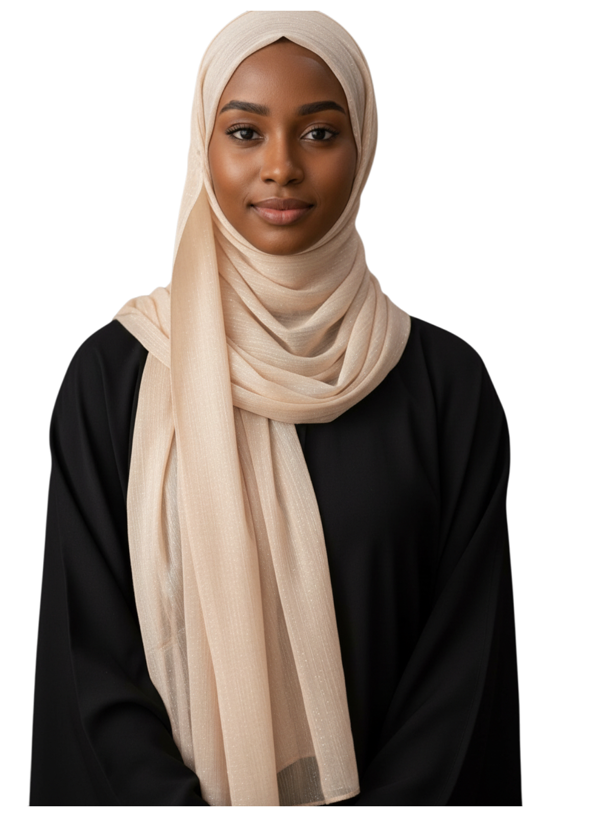 Champagne Pleated Shimmer Chiffon Hijab