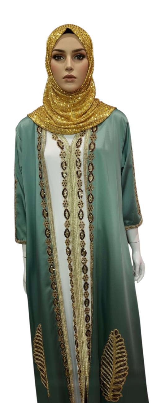 Green Purple Event Kaftan/Dress 2 pieces