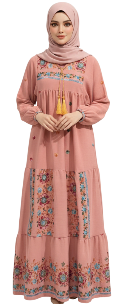 Floral Embroidered Boho Dress
