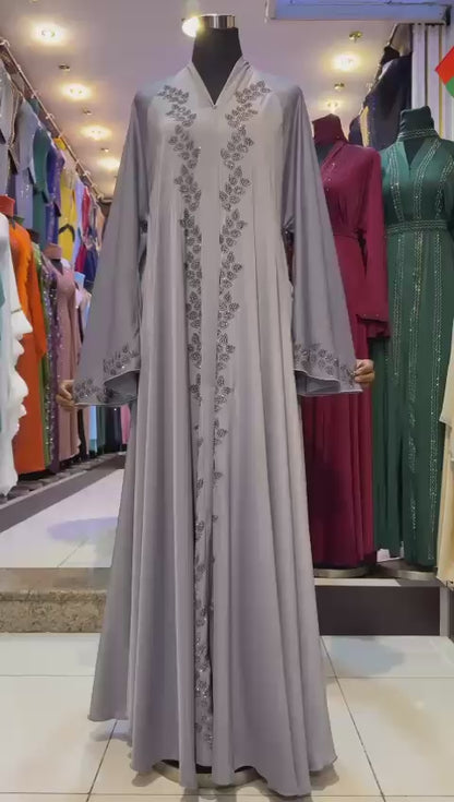 elegant gray Abaya
