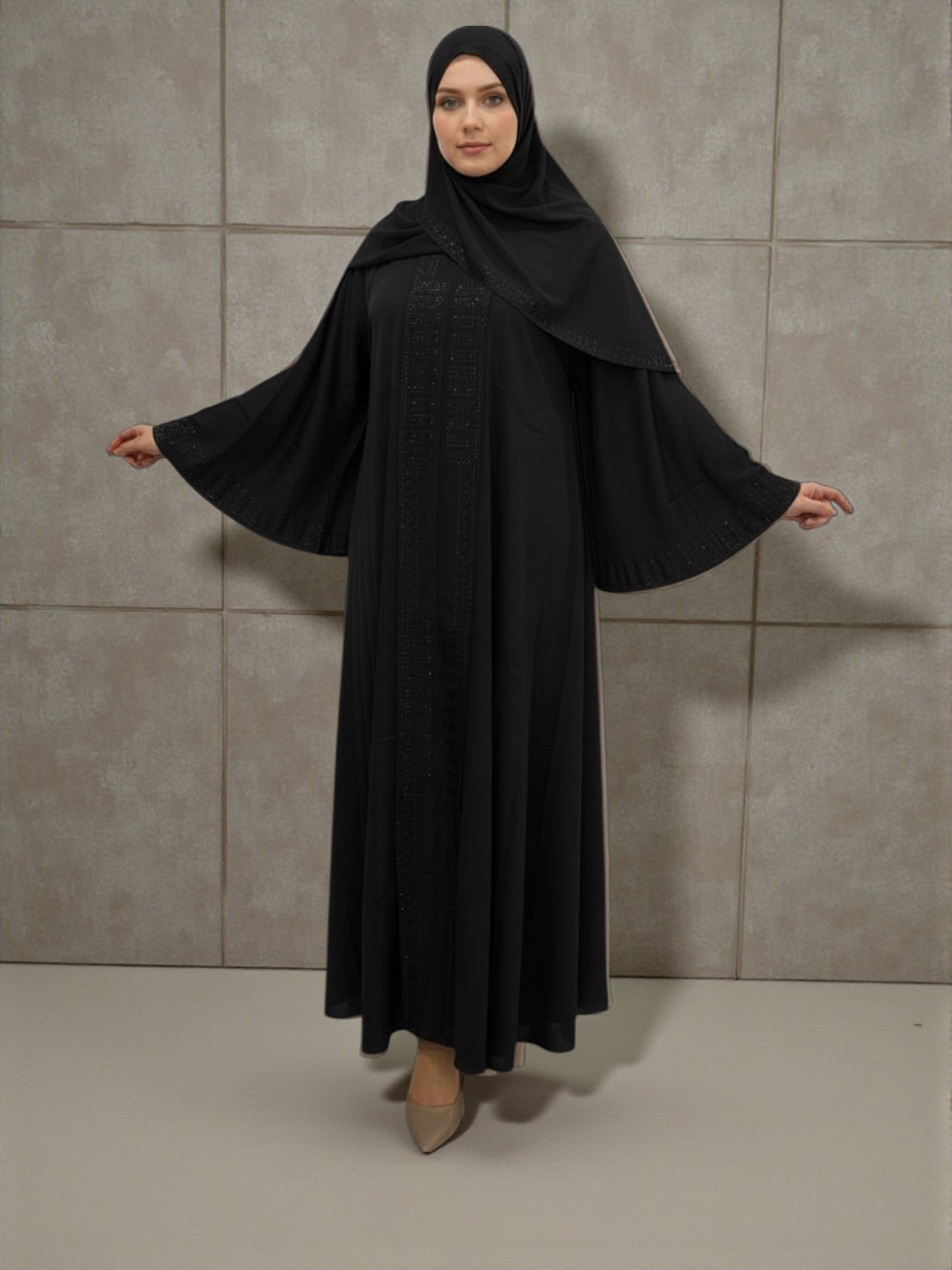 stones abaya with pattern
