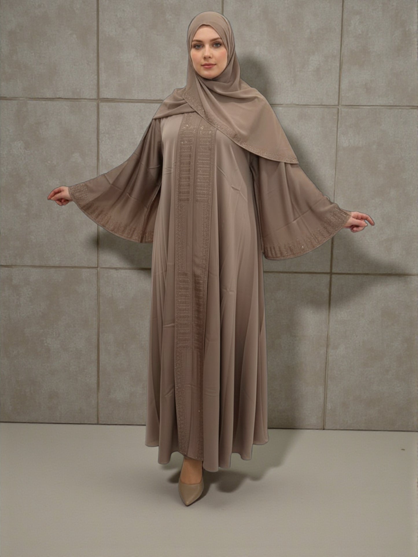 stones abaya with pattern
